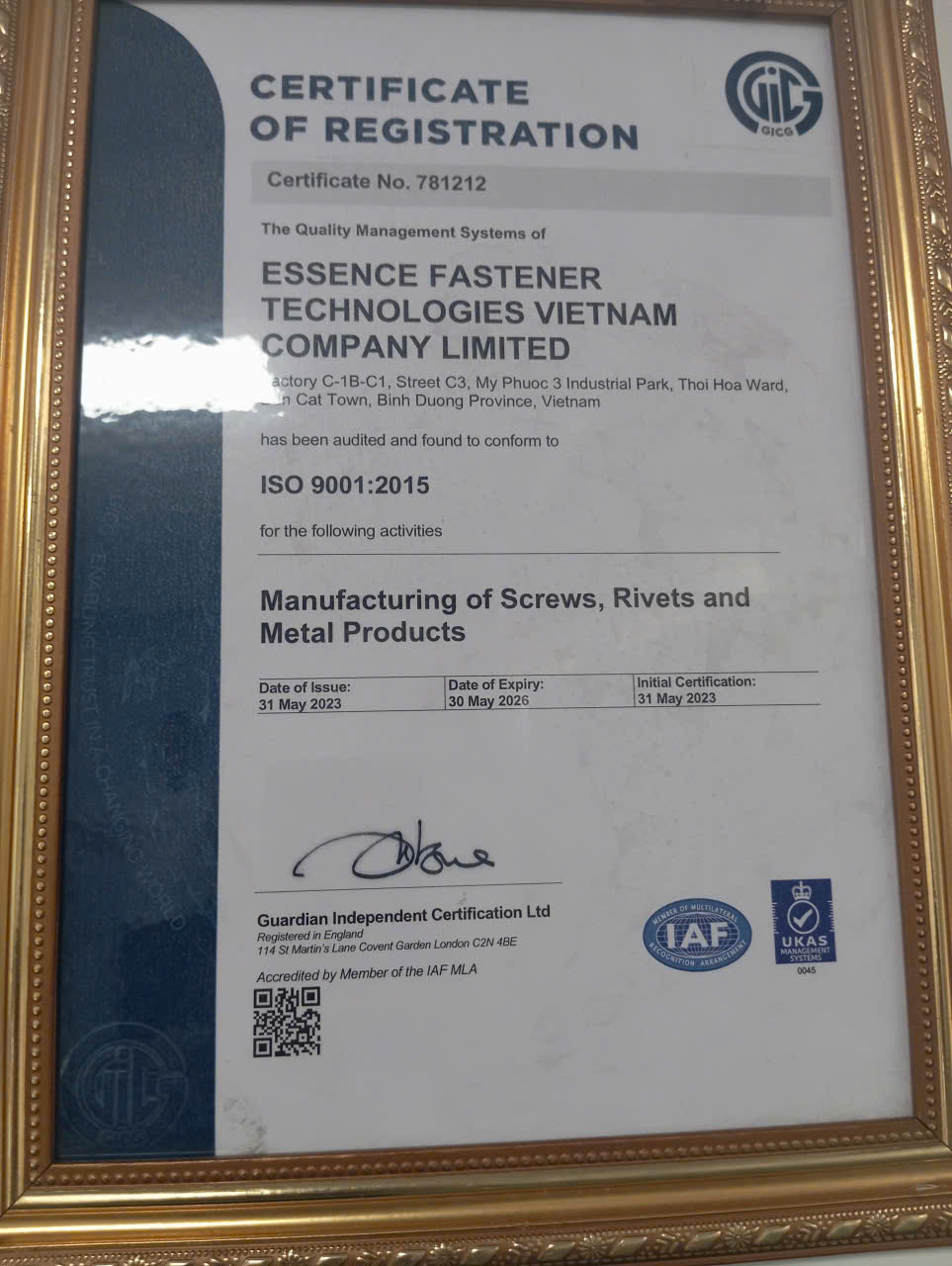 Certification